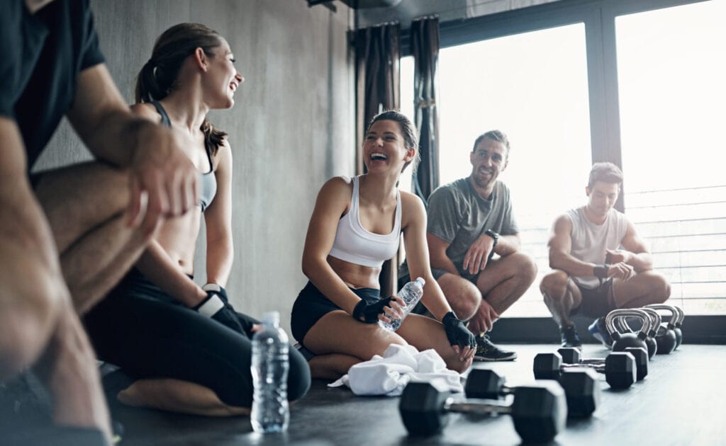 Shot of a fitness group having a workout session at the gym