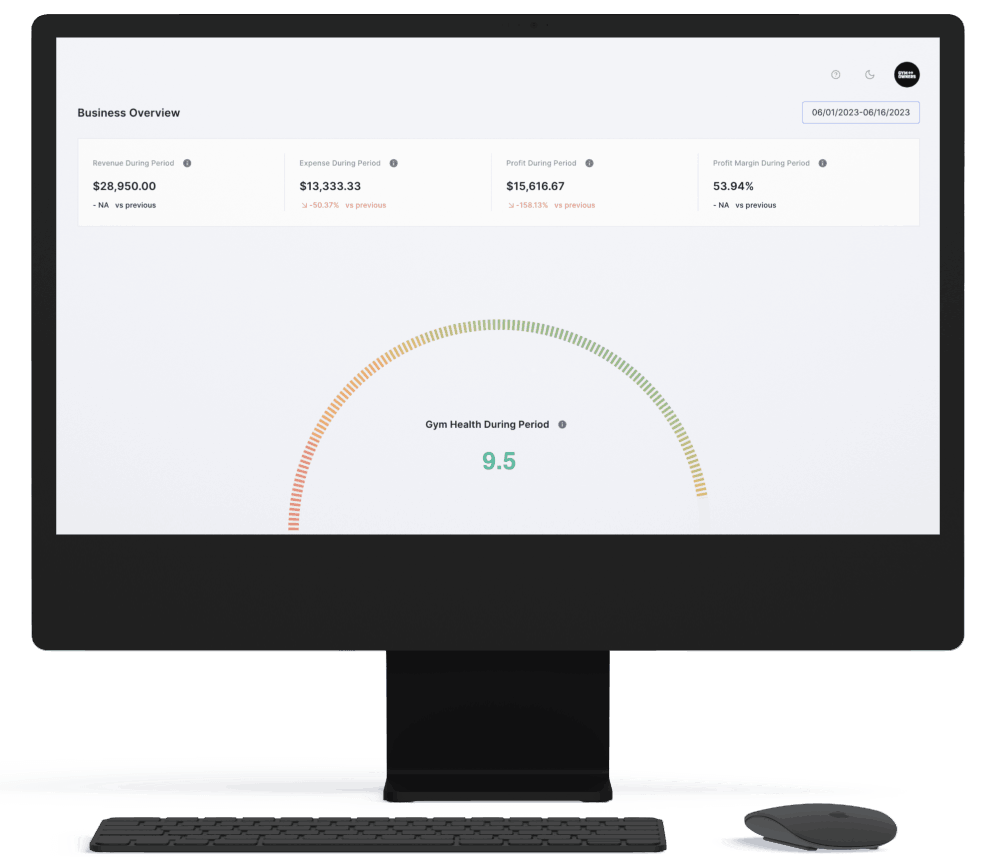 Desktop Computer with Gym Reporting Dashboard